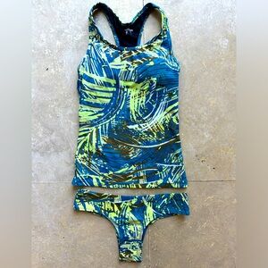 VOLCOM Tankini Set Top & Bottom - Blue and Green Size S